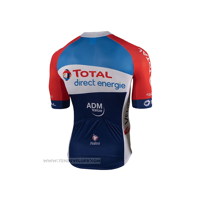 2021 Maillot Cyclisme Direct Energie Bleu Rouge Blanc Manches Courtes et Cuissard